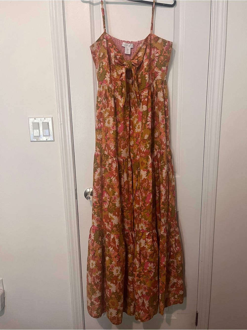 House of Harlow 1960 Tiered Floral Maxi Dress in Coral, Pink & Olive - Picture 5 of 5
